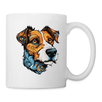 Jack Russel Terrier Hund Portrait - Tasse - Weiß - Rechts