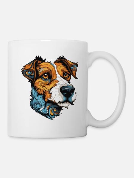 Jack Russel Terrier Hund Portrait - Tasse - Weiß