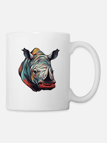 Nashorn Portrait - Tasse - Weiß