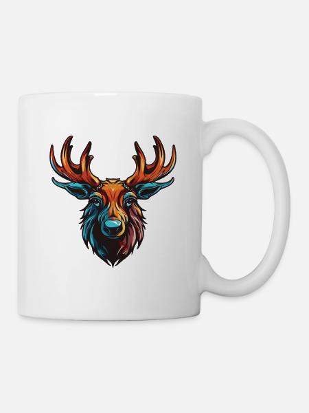 Elch Portrait - Tasse - Weiß