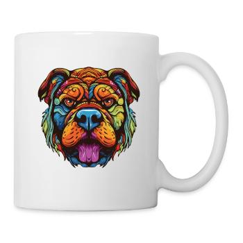 Bulldog Hund Portrait - Tasse - Weiß - Rechts