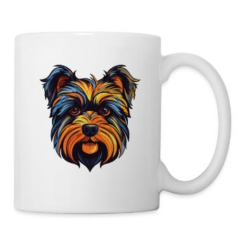 Yorkshire Terrier Hund Portrait - Tasse - Weiß - Rechts