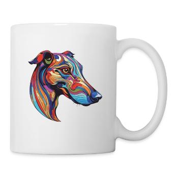 Greyhound Hund Portrait - Tasse - Weiß - Rechts