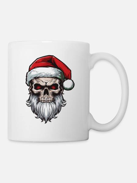 Weihnachtsmann Totenkopf - Tasse - Weiß