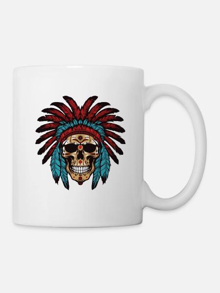 Apache Totenkopf Indianer Häuptling - Tasse - Weiß