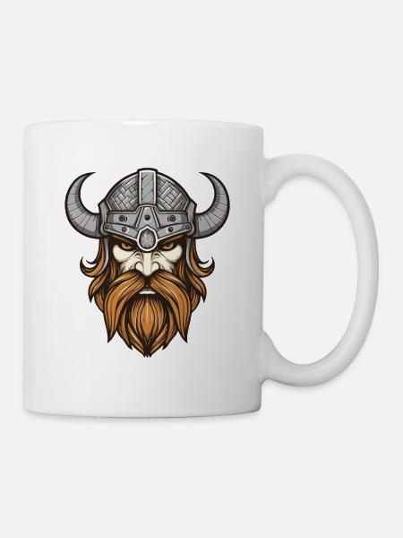 Wikinger Krieger Valhalla Kopf - Tasse - Weiß