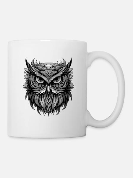 Eule Portrait - Tasse - Weiß