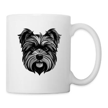 Yorkshire Terrier Hund Portrait - Tasse - Weiß - Rechts