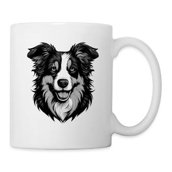 Border Collie Hund Portrait - Tasse - Weiß - Rechts