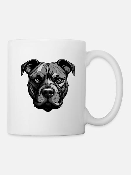 Staffordshire Bull Terrier Hundeportrett - Kopp - hvit