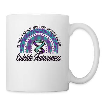 Prévention du suicide Nous portons du turquoise-violet - Mug blanc - blanc - Droite