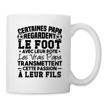 Papa transmettent cette passion foot à leur fils - Mug blanc - blanc - Droite