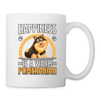 Happiness is a warm Pomeranian - Tasse - Weiß - Rechts