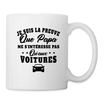 Je suis la preuve que papa t-shirt voiture - Mug blanc - blanc - Droite