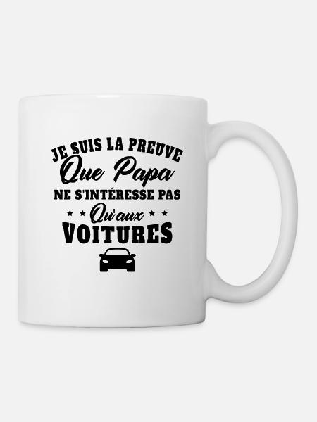 Je suis la preuve que papa t-shirt voiture - Mug blanc - blanc