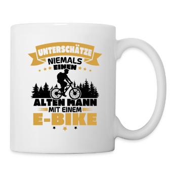 Alten mann mit einem e bike - Tasse - Weiß - Rechts