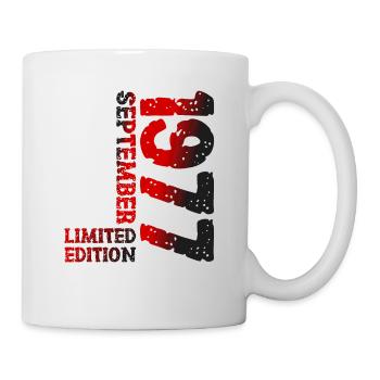 1977 September Limited Edition 46. Geburtstag Deko - Tasse - Weiß - Rechts