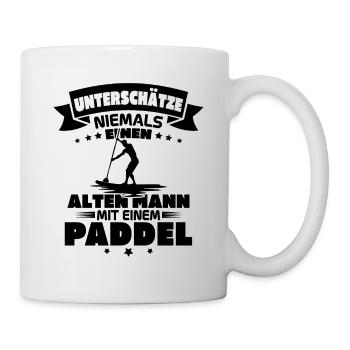 Alter Mann mit Paddel Kanufahrer Vintage Kanusport - Tasse - Weiß - Rechts