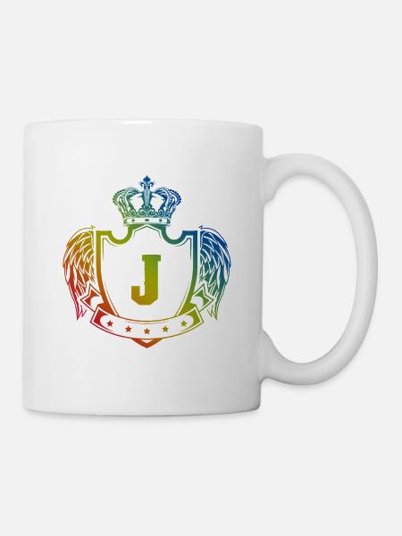 J Buchstabe Wappen - Tasse - Weiß
