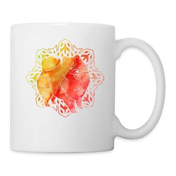 Pomeranian Zwergspitz - Tasse - Weiß - Rechts