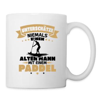 Alter Mann mit Paddel Kanufahrer Vintage Kanusport - Tasse - Weiß - Rechts