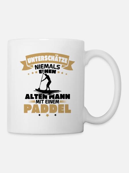 Alter Mann mit Paddel Kanufahrer Vintage Kanusport - Tasse - Weiß