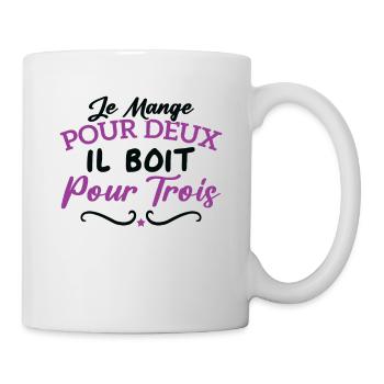Je mange pour deux il boit pour trois - Mug blanc - blanc - Droite
