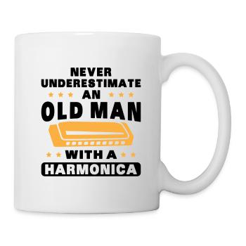 An old man with a harmonica - Mug - white - Right