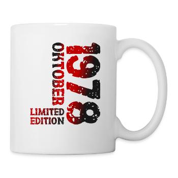 1978 Oktober Limited Edition 45. Geburtstag Deko - Tasse - Weiß - Rechts