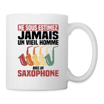 Un vieil homme avec un saxophone - Mug blanc - blanc - Droite