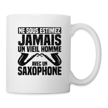 Un vieil homme avec un saxophone - Mug blanc - blanc - Droite