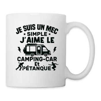J'aime le camping car et pétanque - Mug blanc - blanc - Droite