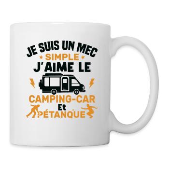 J'aime le camping car et pétanque - Mug blanc - blanc - Droite