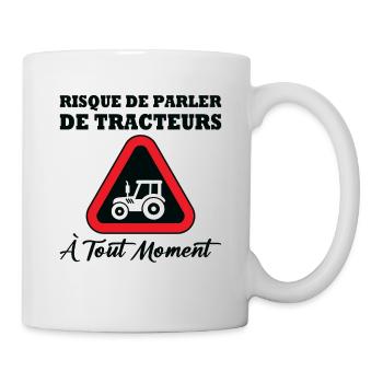 Risque de parler de tracteurs à tout moment - Mug blanc - blanc - Droite