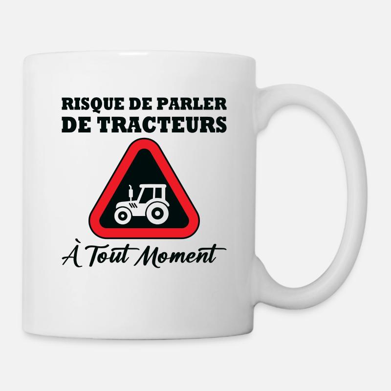 Risque de parler de tracteurs à tout moment - Mug blanc - blanc