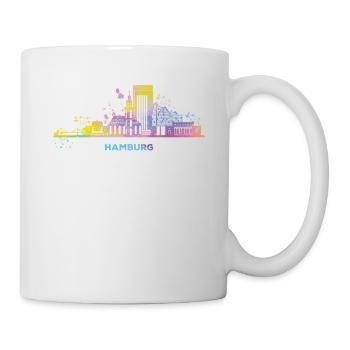 Hamburger Skyline Bunt Stadtbild Hamburg - Tasse - Weiß - Rechts