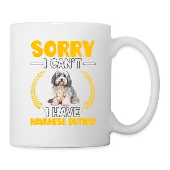 Désolé, je ne peux pas, j’ai des devoirs bichons havanais ! - Mug blanc - blanc - Droite