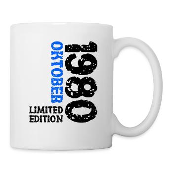 1980 Oktober Limited Edition 43. Geburtstag Deko - Tasse - Weiß - Rechts