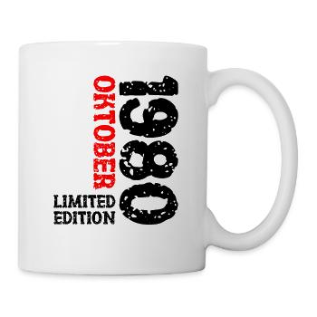 1980 Oktober Limited Edition 43. Geburtstag Deko - Tasse - Weiß - Rechts