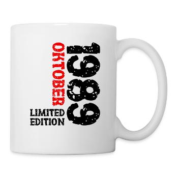 1989 Oktober Limited Edition 34. Geburtstag Deko - Tasse - Weiß - Rechts