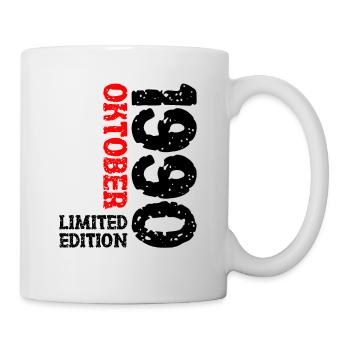 1990 Oktober Limited Edition 33. Geburtstag Deko - Tasse - Weiß - Rechts