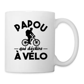 Papou qui déchire à Vélo - Mug blanc - blanc - Droite