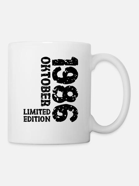 1986 Oktober Limited Edition 37. Geburtstag Deko - Tasse - Weiß