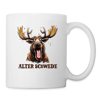 Alter Schwede verrückter Elch Design - Tasse - Weiß - Rechts