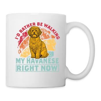 Je préfère marcher mon bichon havanais en ce moment - Mug blanc - blanc - Droite