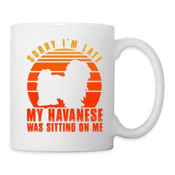 Désolé d’être en retard, mon Havanais était assis sur moi - Mug blanc - blanc - Droite