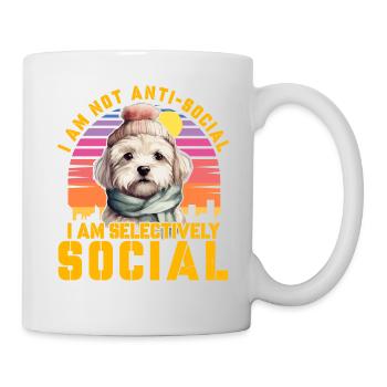 Je ne suis pas antisocial Je suis sélectivement social - Mug blanc - blanc - Droite