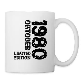 1980 Oktober Limited Edition 43. Geburtstag Deko - Tasse - Weiß - Rechts