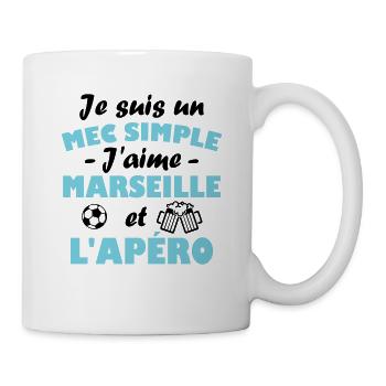 Je suis un mec simple j aime marseille et l apéro - Mug blanc - blanc - Droite