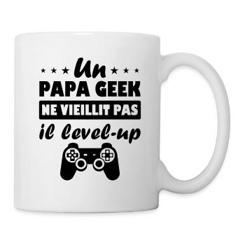 Un papa geek ne vieillit pas il level up - Mug blanc - blanc - Droite